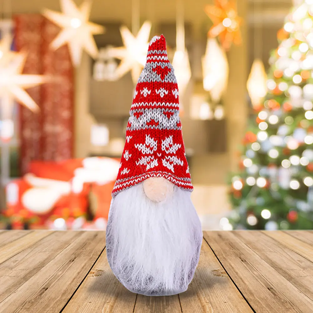 Standing Gnomes Plush Ornament Faceless Doll Dwarf Doll Christmas Faceless Doll Snowflake Knitted Hat Creative Indoor Home Decor