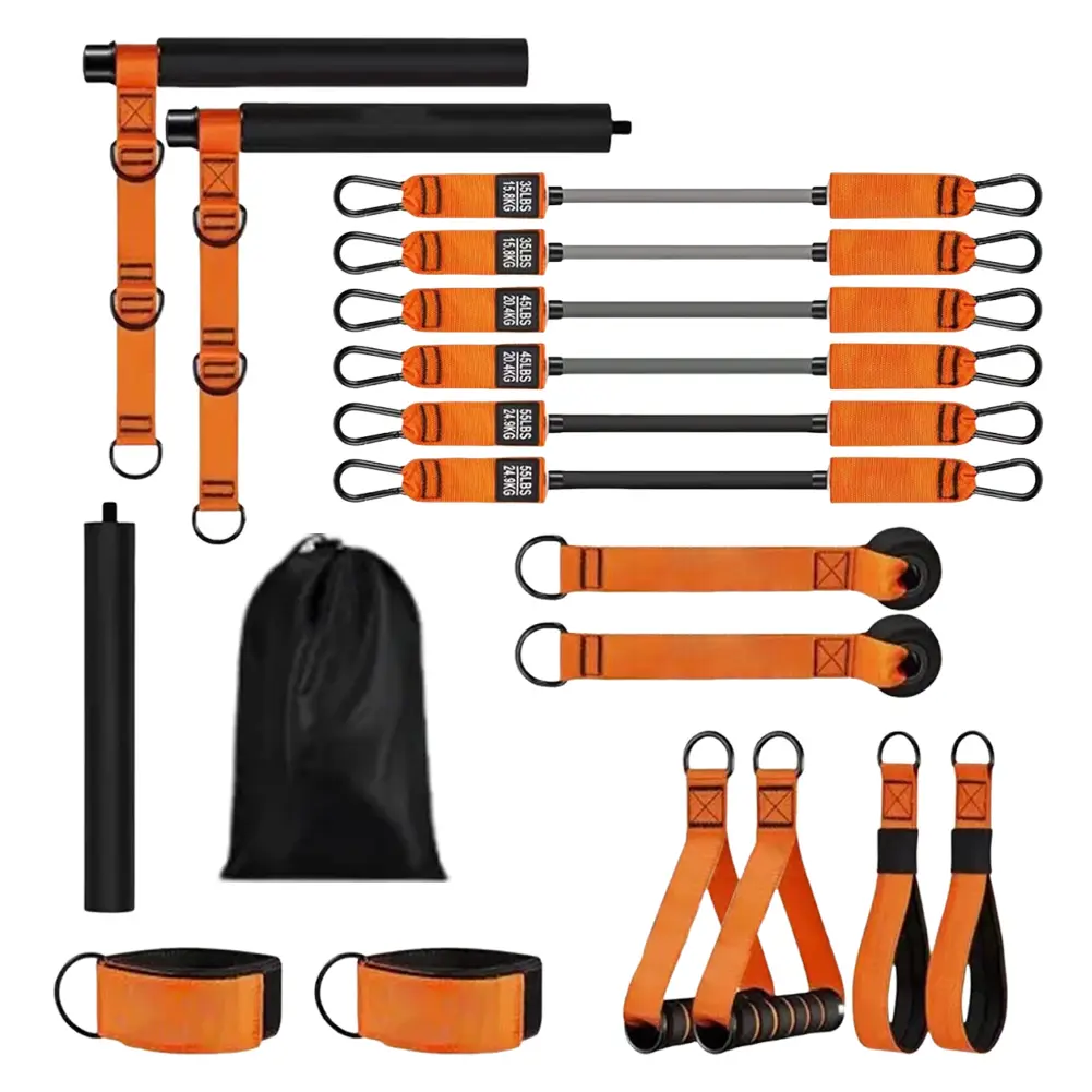 Pilates Bar Kit & Resistance Bands Multifunctional Pilates Bar Portable Yoga Pilates Stick Home Gym Strength Training Equipment