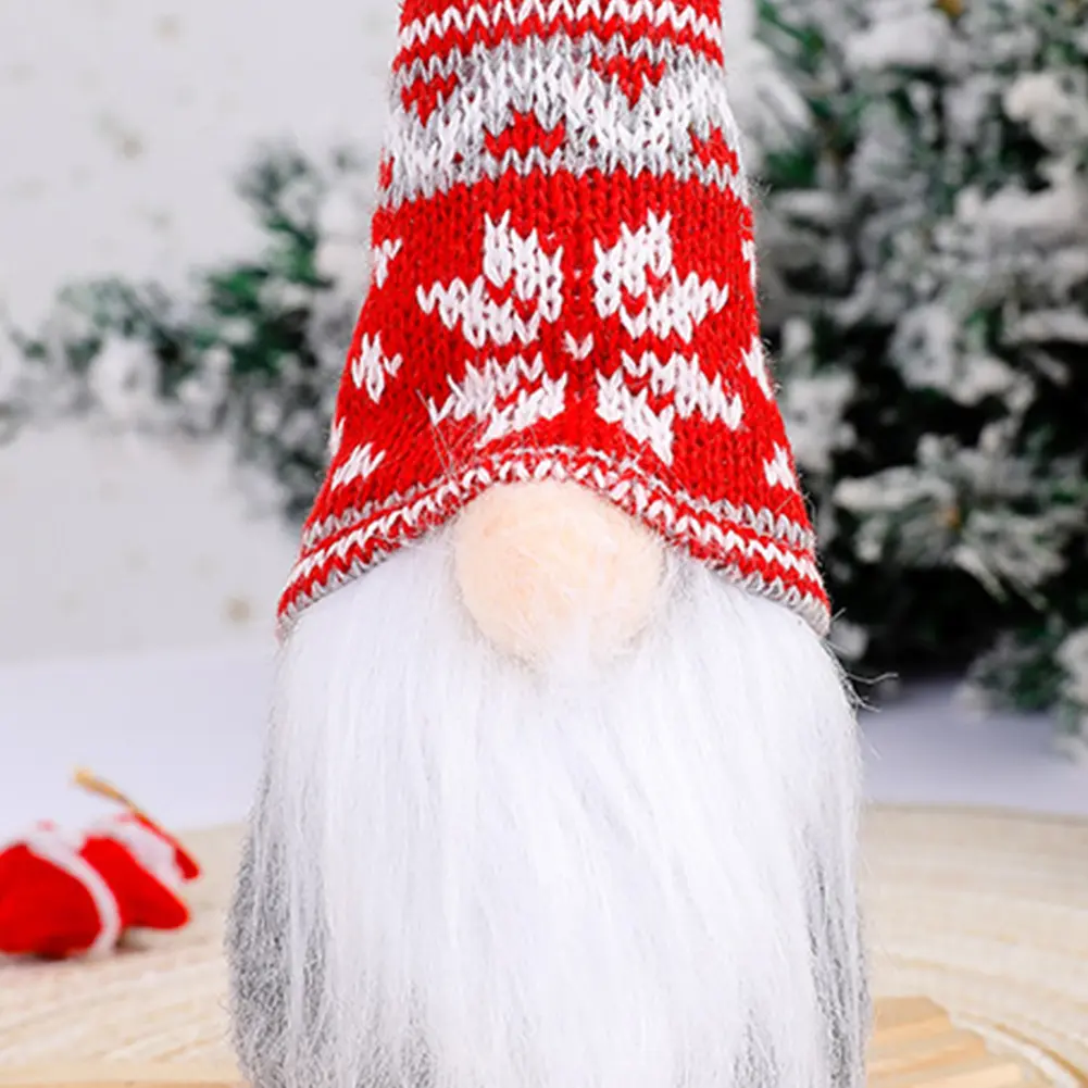 Standing Gnomes Plush Ornament Faceless Doll Dwarf Doll Christmas Faceless Doll Snowflake Knitted Hat Creative Indoor Home Decor