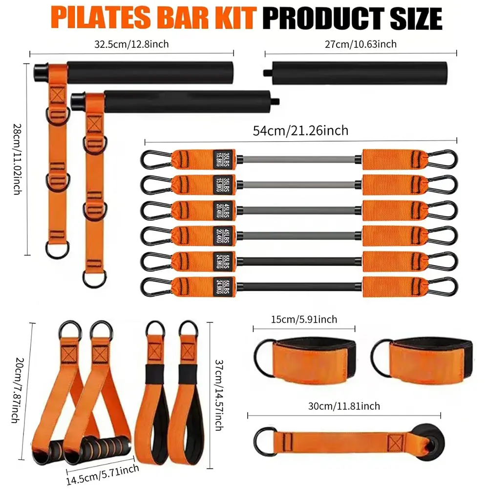 Pilates Bar Kit & Resistance Bands Multifunctional Pilates Bar Portable Yoga Pilates Stick Home Gym Strength Training Equipment