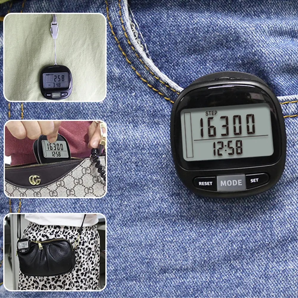 3D Pedometer Walking Step Counter Large LCD Display Accurate Steps Tracker Battery Operated Portable Pedometer for Men Women