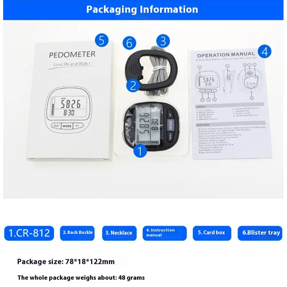3D Pedometer Walking Step Counter Large LCD Display Accurate Steps Tracker Battery Operated Portable Pedometer for Men Women