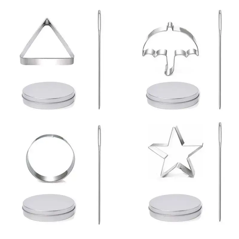 12 PCS Candy Mold Biscuit Mold Stainless Steel Sugar Cookie Mold Candy Maker Dalgona Candy Umbrella Star Triangle Sugar Mould