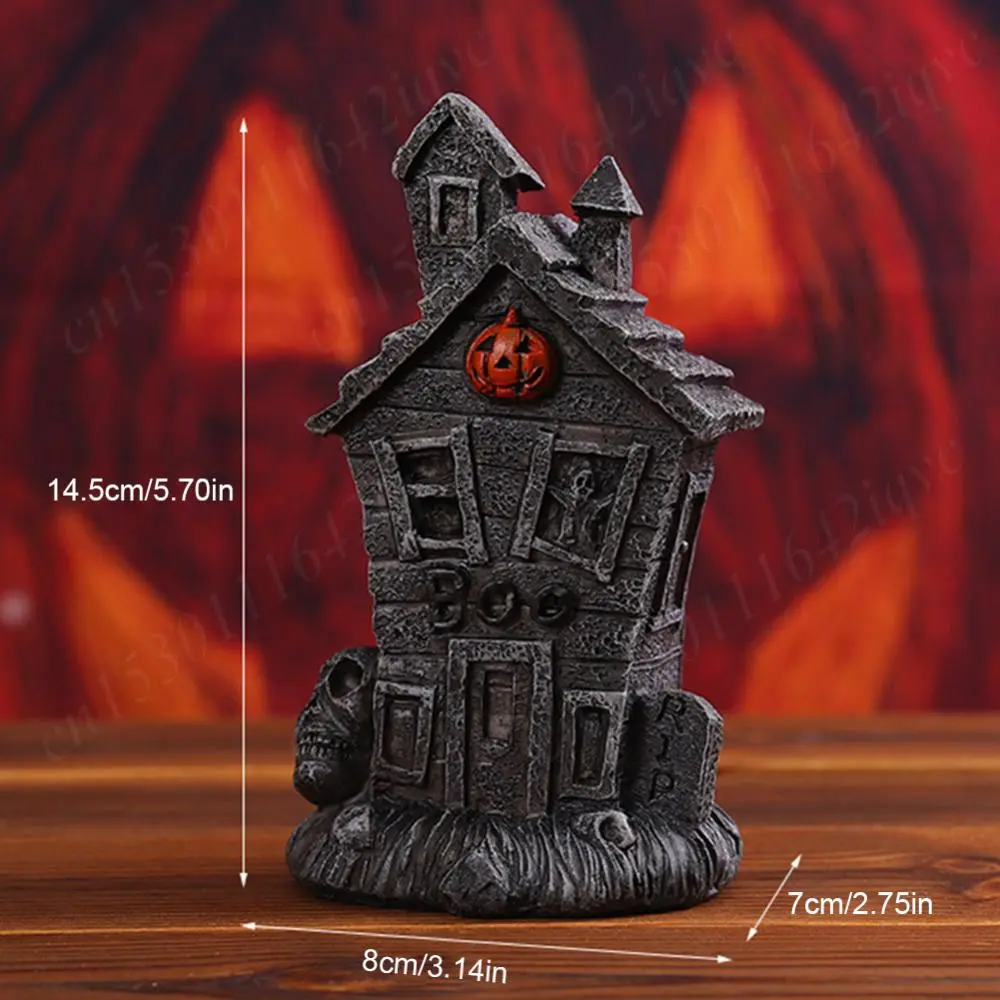 Halloween Spooky Miniature Statue Figurine Resin Mini Skull Ghost Decor Micro Skull Ghost Landscape for Haunted House Decoration