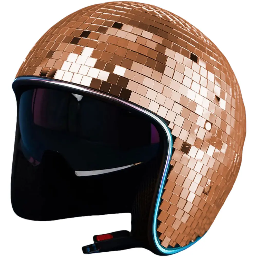 Classic Disco Ball Helmet Glitter Mirror Glass Punk Costume Hat Disco Helmet Reflective Disco Shiny Hat for Bar DJ Club Party