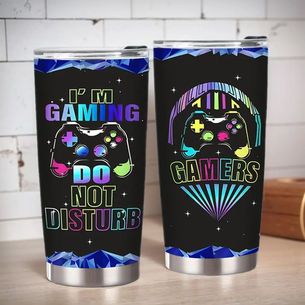 20oz Stainless Steel Gamer Tumbler Cup with Lid Travel Mug Insulated Coffee Cup for Teen Boy Son Dad Birthday Christmas Present
