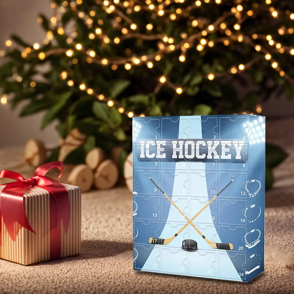 Hockey Advent Calendar 2024 Acrylic Holiday Gift 24 Day Countdown Ice Ball Decoration Miniature Keepsake for Christmas Kids Gift