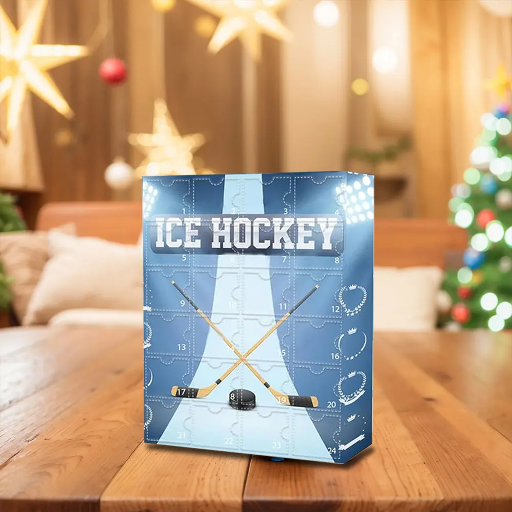 Hockey Advent Calendar 2024 Acrylic Holiday Gift 24 Day Countdown Ice Ball Decoration Miniature Keepsake for Christmas Kids Gift