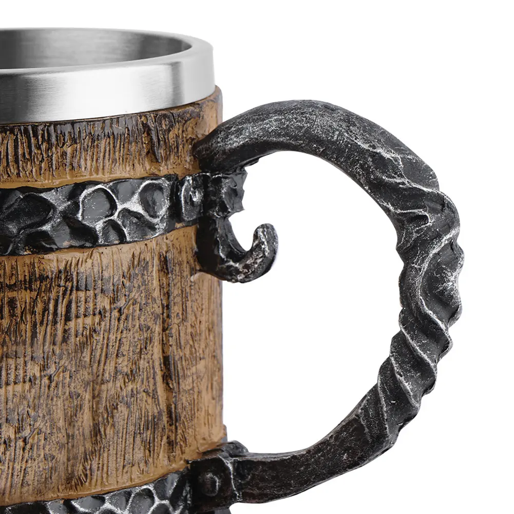 Creative Resin Mugs Home Pub Bar Decoration Coffee Cup Wine Tumbler Vintage Double Simulation Barrel Resin Beer Mug