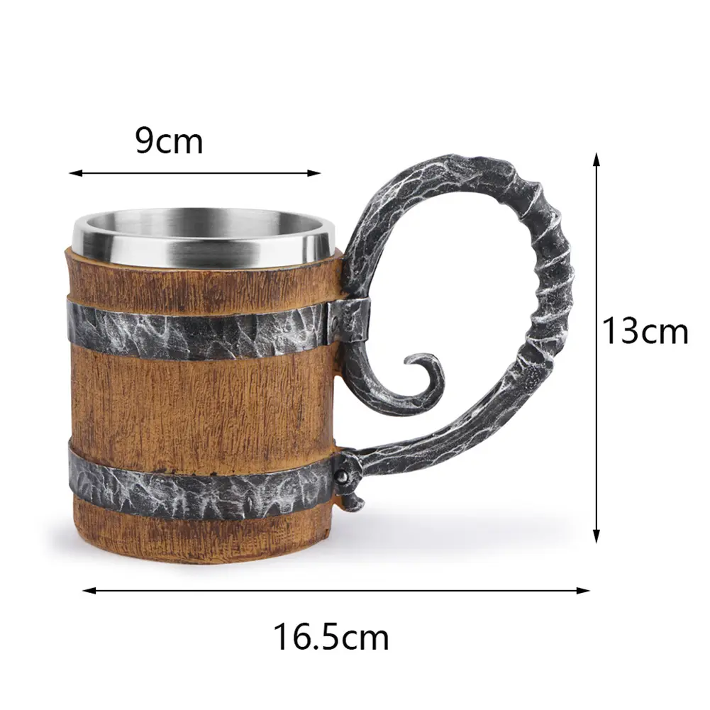 Creative Resin Mugs Home Pub Bar Decoration Coffee Cup Wine Tumbler Vintage Double Simulation Barrel Resin Beer Mug