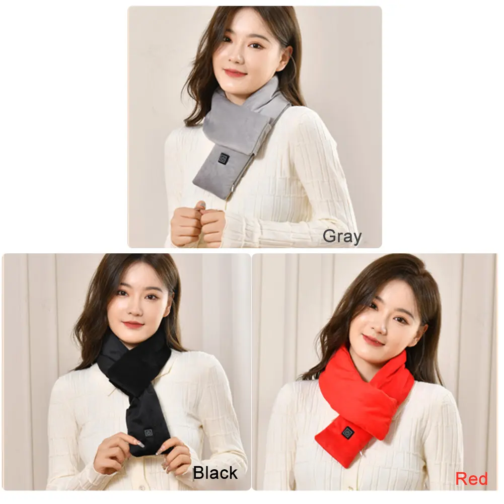Warm Heated Scarf USB Charging Electric Heated Scarf Cold-Proof Thermal Neck Wrap Warmer Washable for Outdoor Camping Hiking