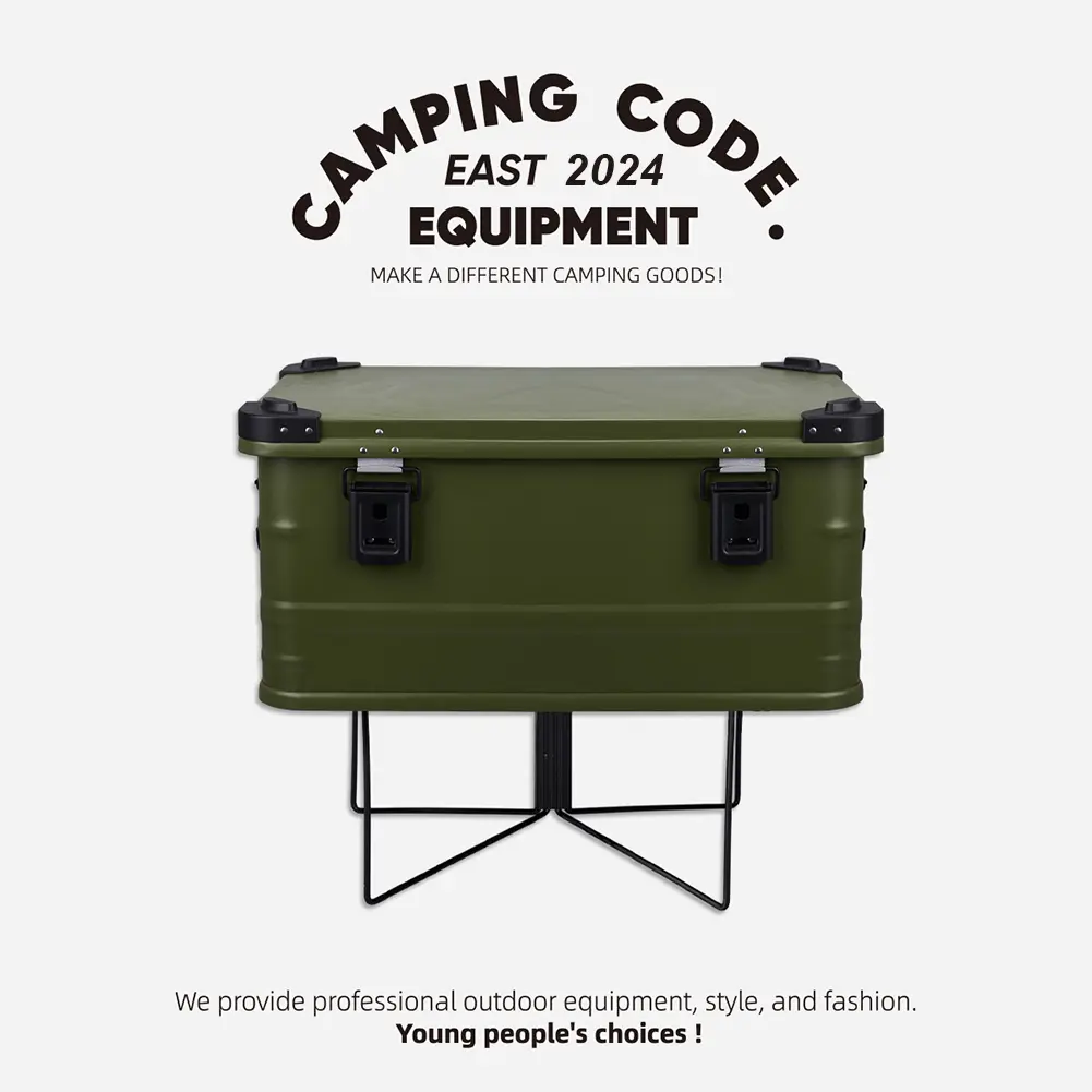 Aluminum Alloy Box Stand Carbon Steel Organizer Box Camping Folding Cooler Box Stand Bracket Shelf for Outdoor Picnic Fishing