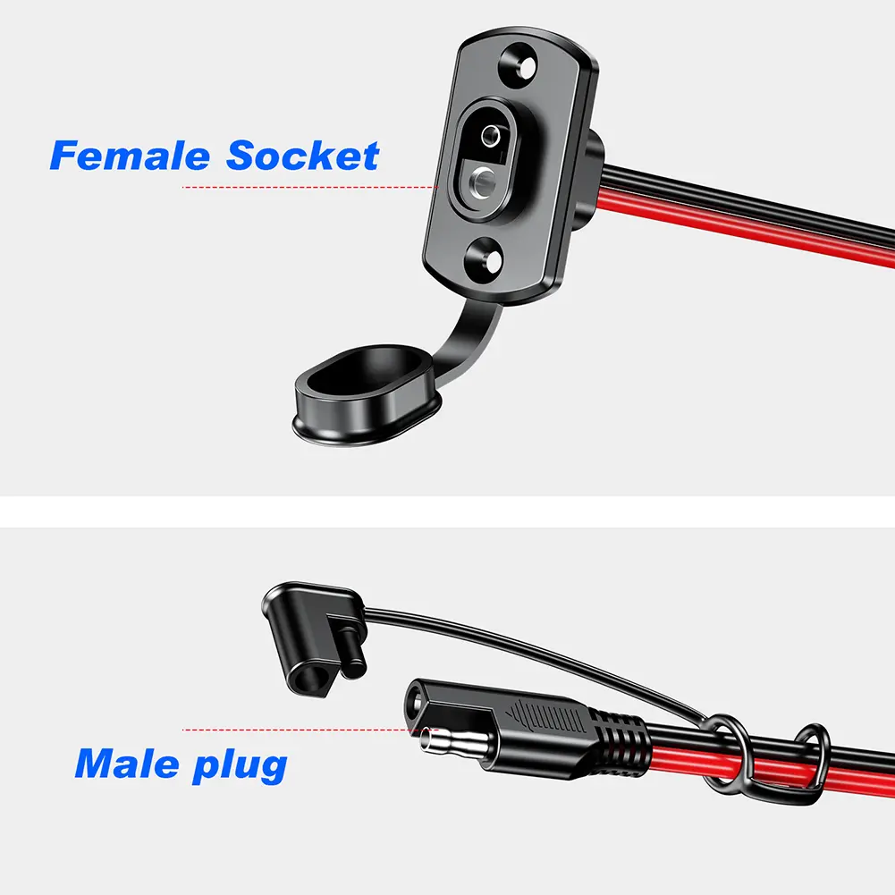 12AWG 30CM SAE Extension Cord Dustproof Battery Charger SAE Extension Cord Adapter Quick Extension Cable for Solar Panel Charger