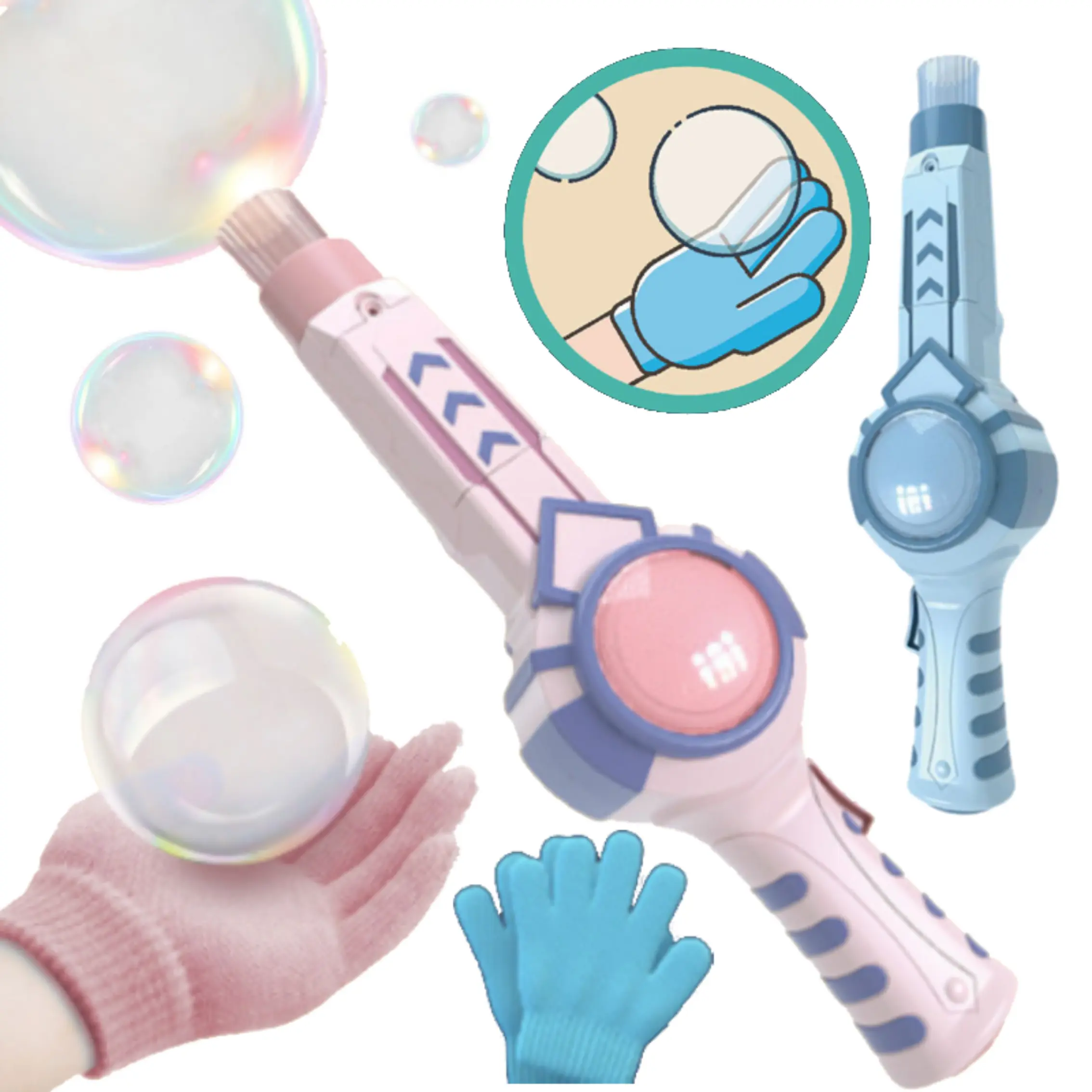 Smoke Bubble Machine Portable Elastic Bubble Fog Wand with Magic Smoke Effect Children Outdoor Bubble Toys Soap Bubbles Blower