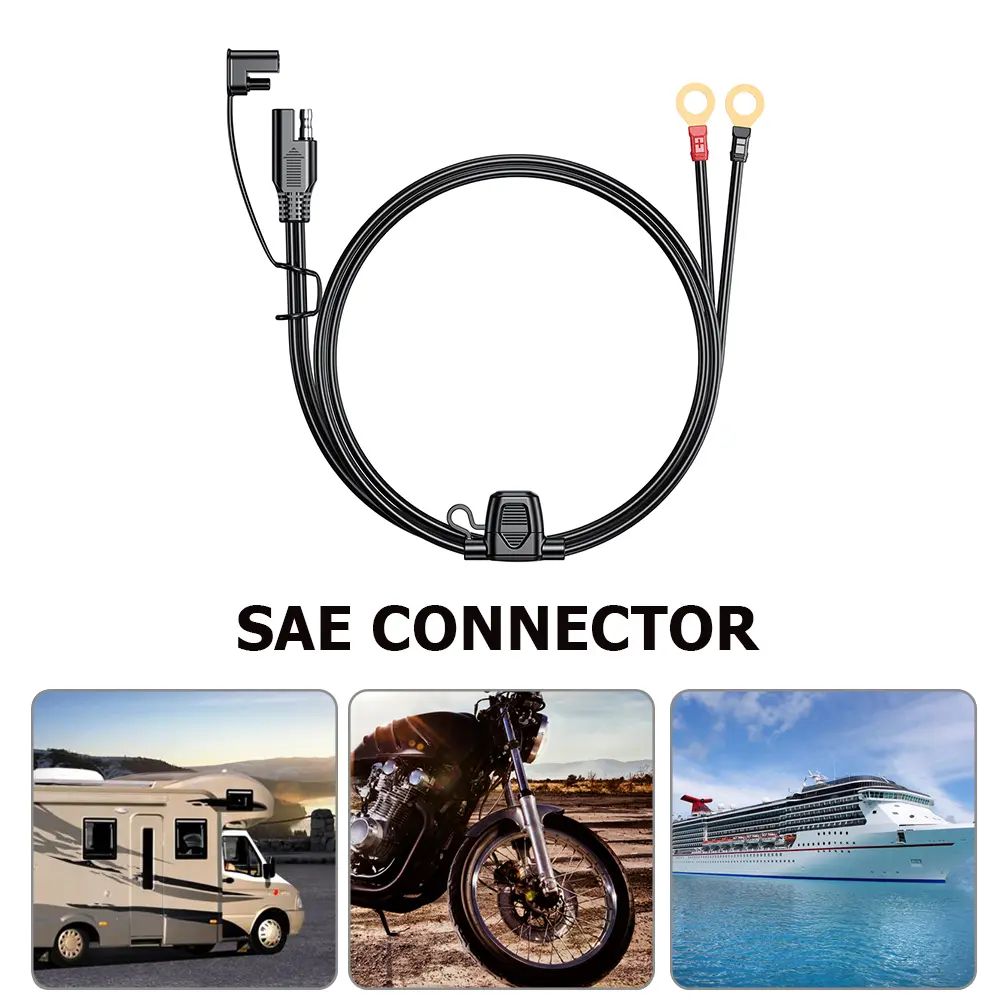 18AWG Quick Release SAE Cable 12-24V Ring Terminal SAE To Ring Connectors Extension Cord 2FT 6FT for Battery Charger/Maintainer