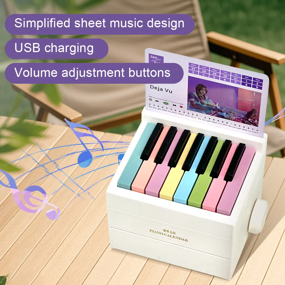 Olivia Piano Calendar 2025 Playable Music Sheets Toy 15 Keys Piano Calendar with 27 Music Calendar Cards 26 Songs Gift for Fans