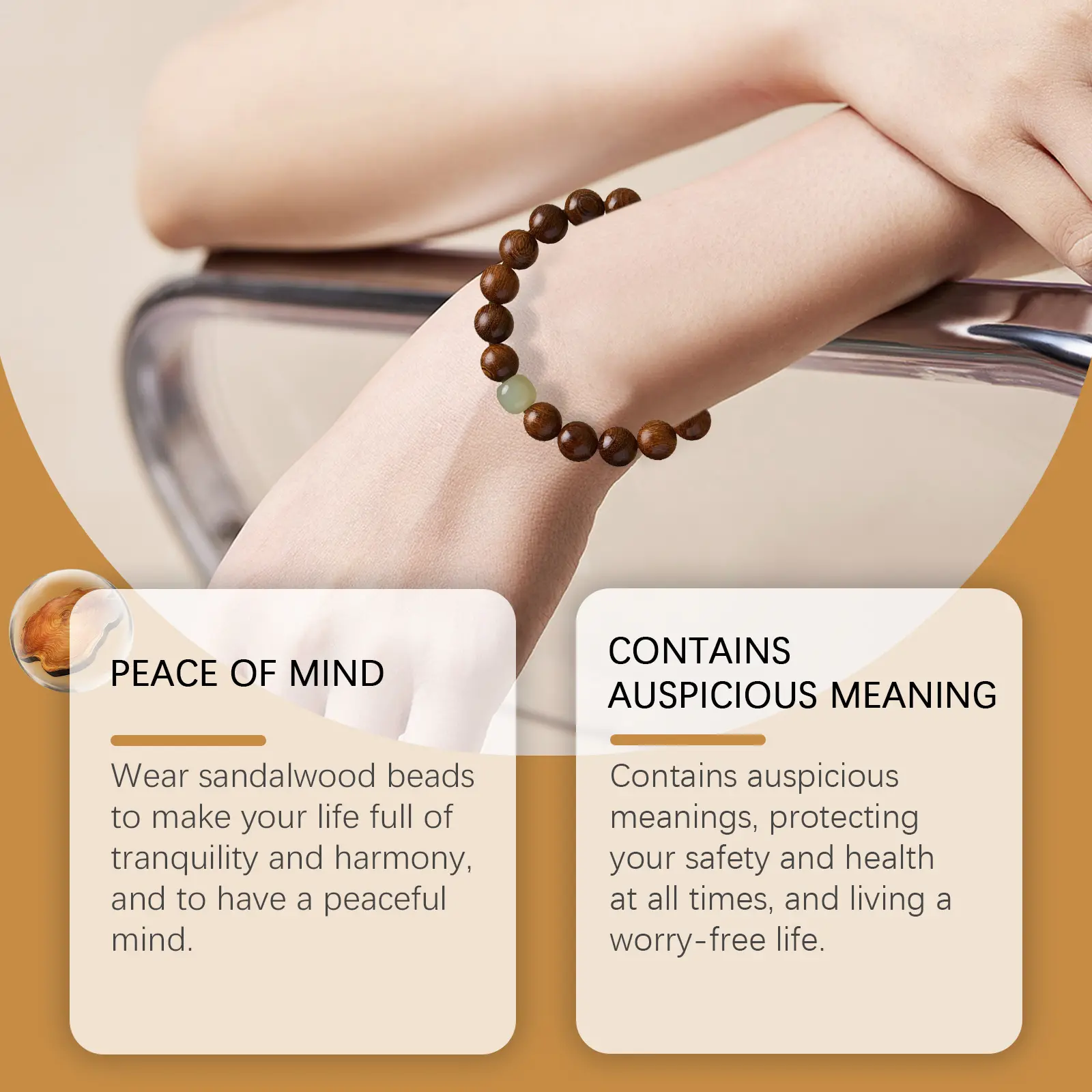HOEXE Natural Golden Sandalwood Bracelet