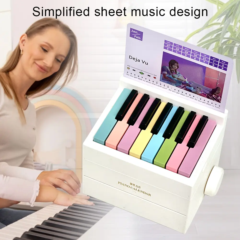 Olivia Piano Calendar 2025 Playable Music Sheets Toy 15 Keys Piano Calendar with 27 Music Calendar Cards 26 Songs Gift for Fans