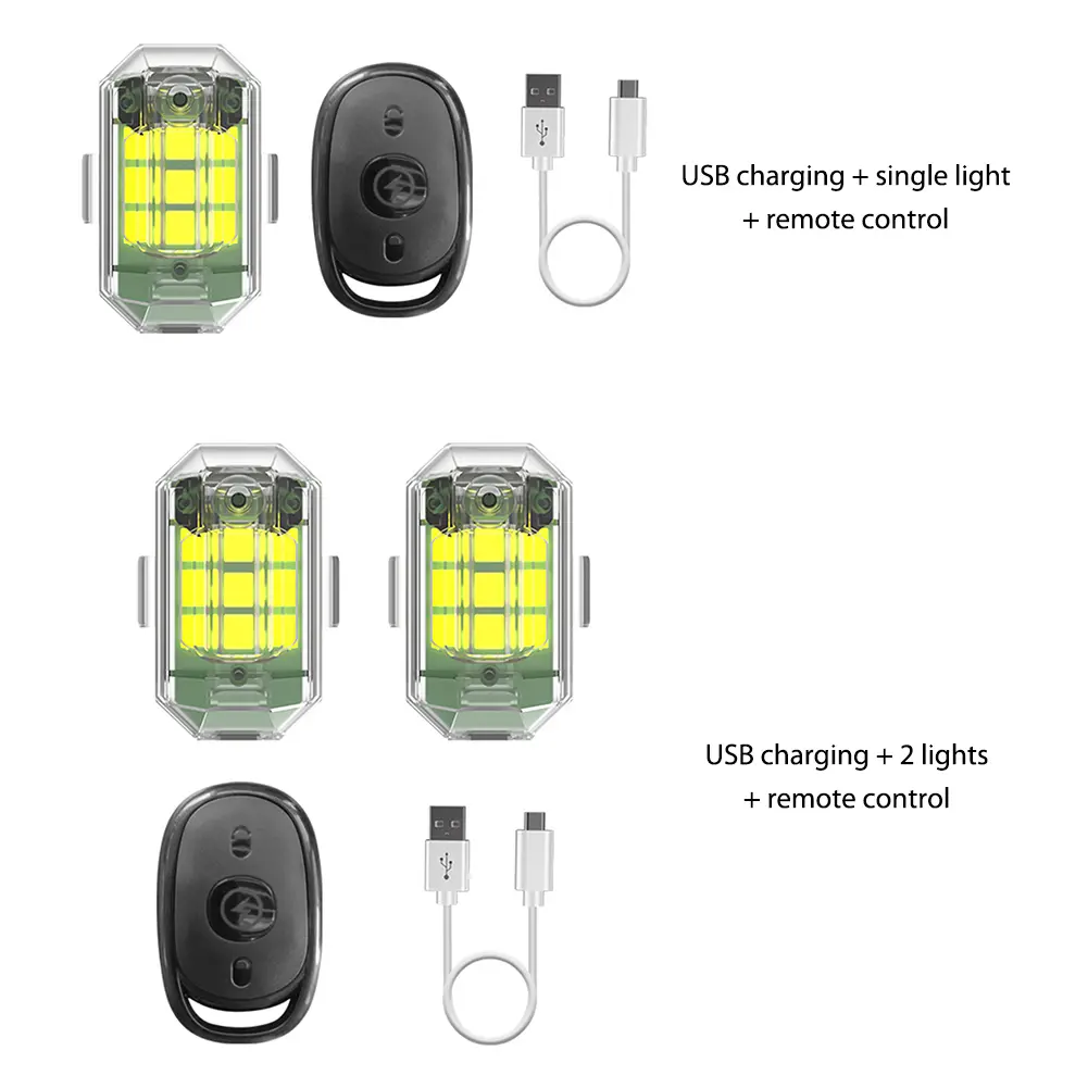 New Car LED Strobe Light & Wireless Remote Control Waterproof LED Strobe Light for Motorcycle Bike Anti-collision Warning Lamp