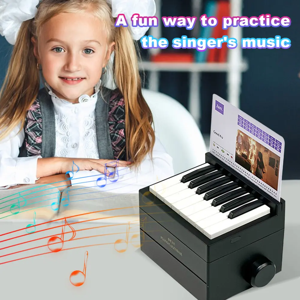 Olivia Piano Calendar 2025 Playable Music Sheets Toy 15 Keys Piano Calendar with 27 Music Calendar Cards 26 Songs Gift for Fans