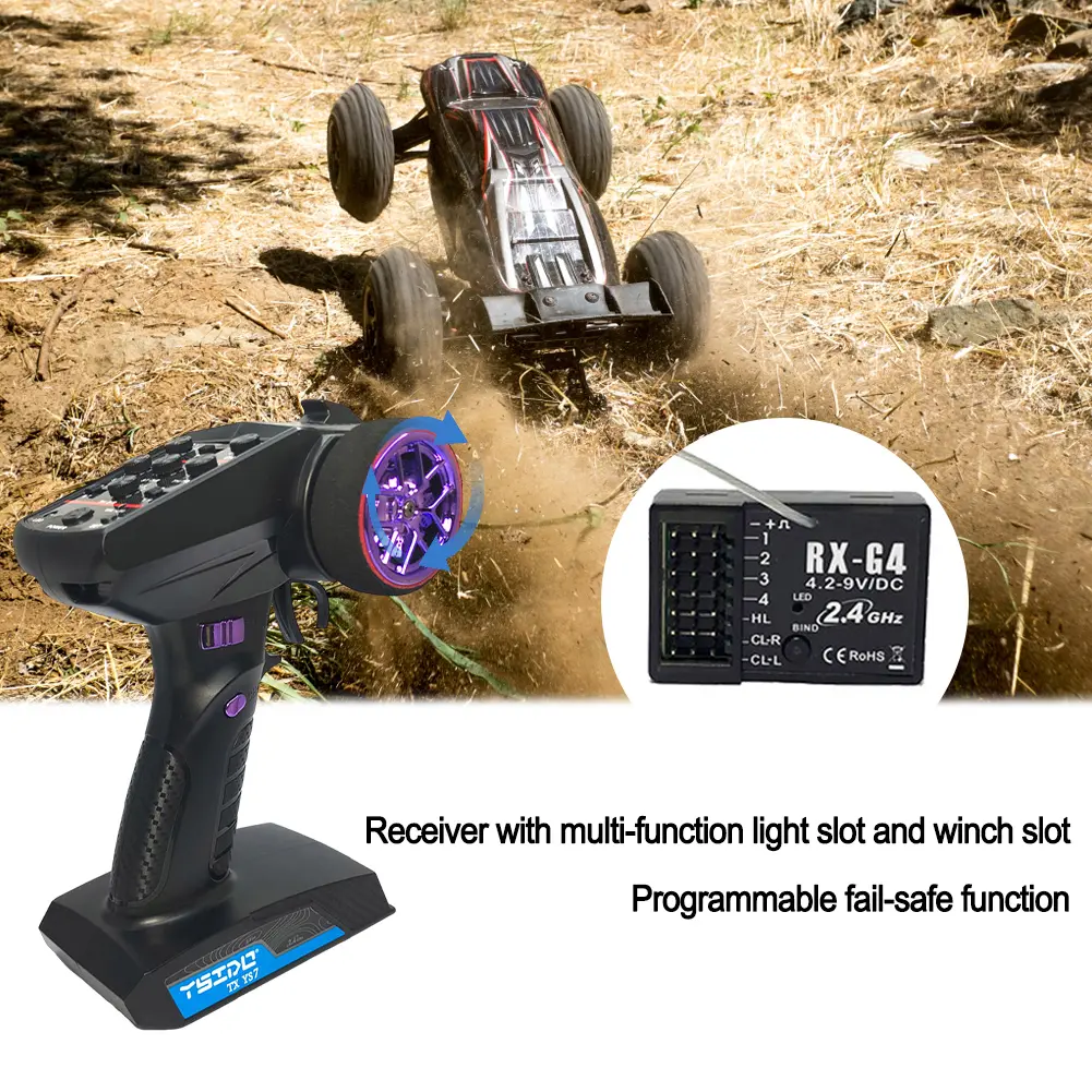 2.4G 4CH/7CH Digital Radio Transmitter with Receiver RC Remote Controller for 1/10 1/8 Crawler Controller RC Boat Car