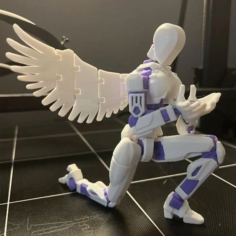 13cm 3D Printing Multi-Jointed Movable Robot Mannequin  with Wings Movable Robot Dummy  Creative Gifts for Children