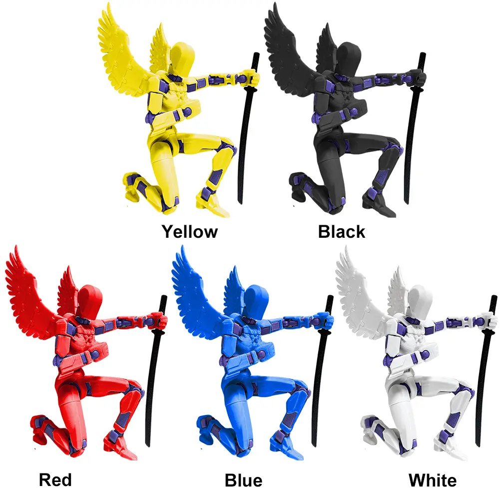 13cm 3D Printing Multi-Jointed Movable Robot Mannequin  with Wings Movable Robot Dummy  Creative Gifts for Children