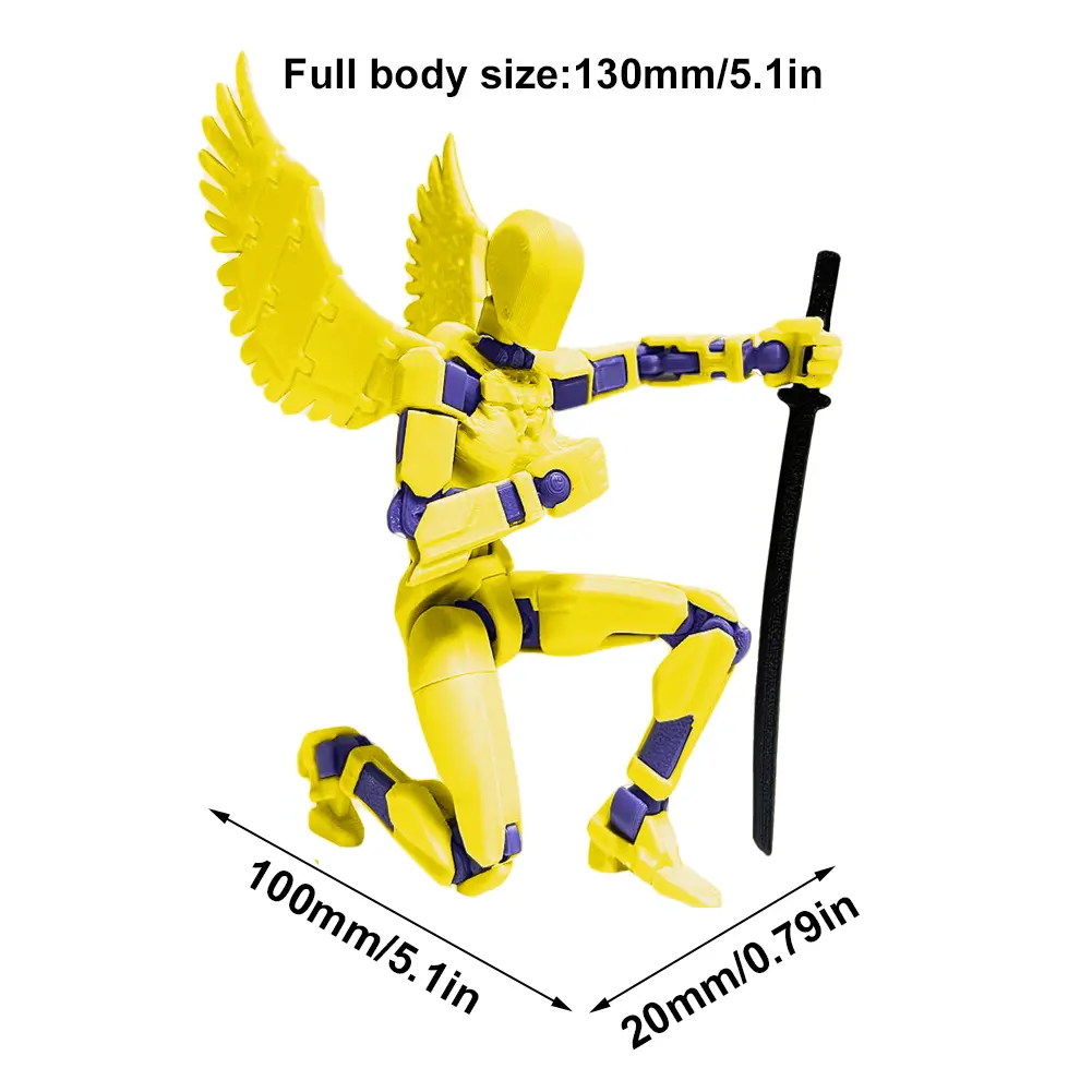 13cm 3D Printing Multi-Jointed Movable Robot Mannequin  with Wings Movable Robot Dummy  Creative Gifts for Children