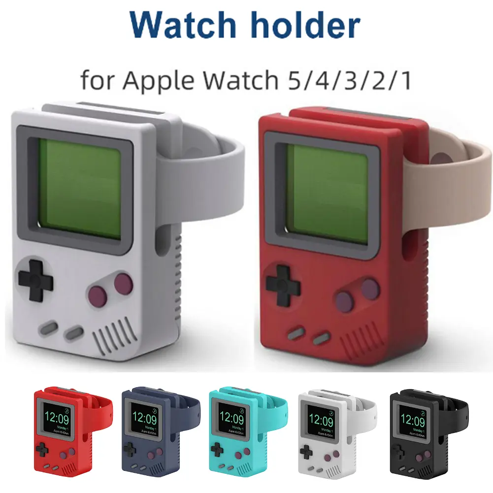 Cute Silicone Charger Holder Dock For Apple iWatch SE 8 7 6 5 4 3 2 1 Retro Game Console Charging Base Desktop Smart Watch Stand