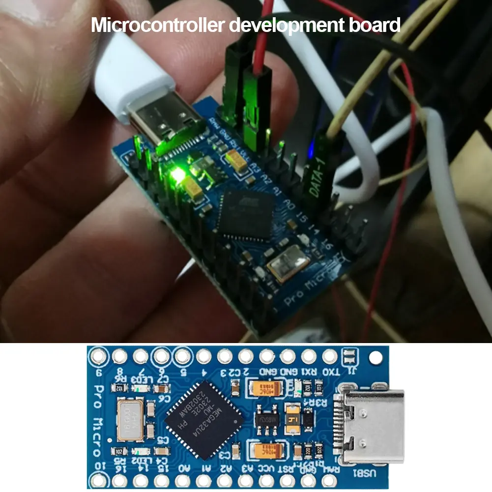 1-5PCS Pro Micro Module With 2 Row Pin Header ATmega32U4 5V/16MHz Microcontroller Board Micro-USB Type-c for Arduino IDE V1.0.1