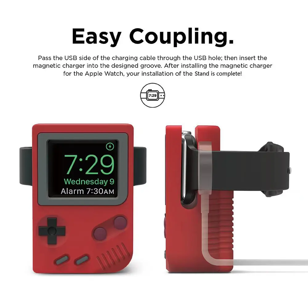 Cute Silicone Charger Holder Dock For Apple iWatch SE 8 7 6 5 4 3 2 1 Retro Game Console Charging Base Desktop Smart Watch Stand