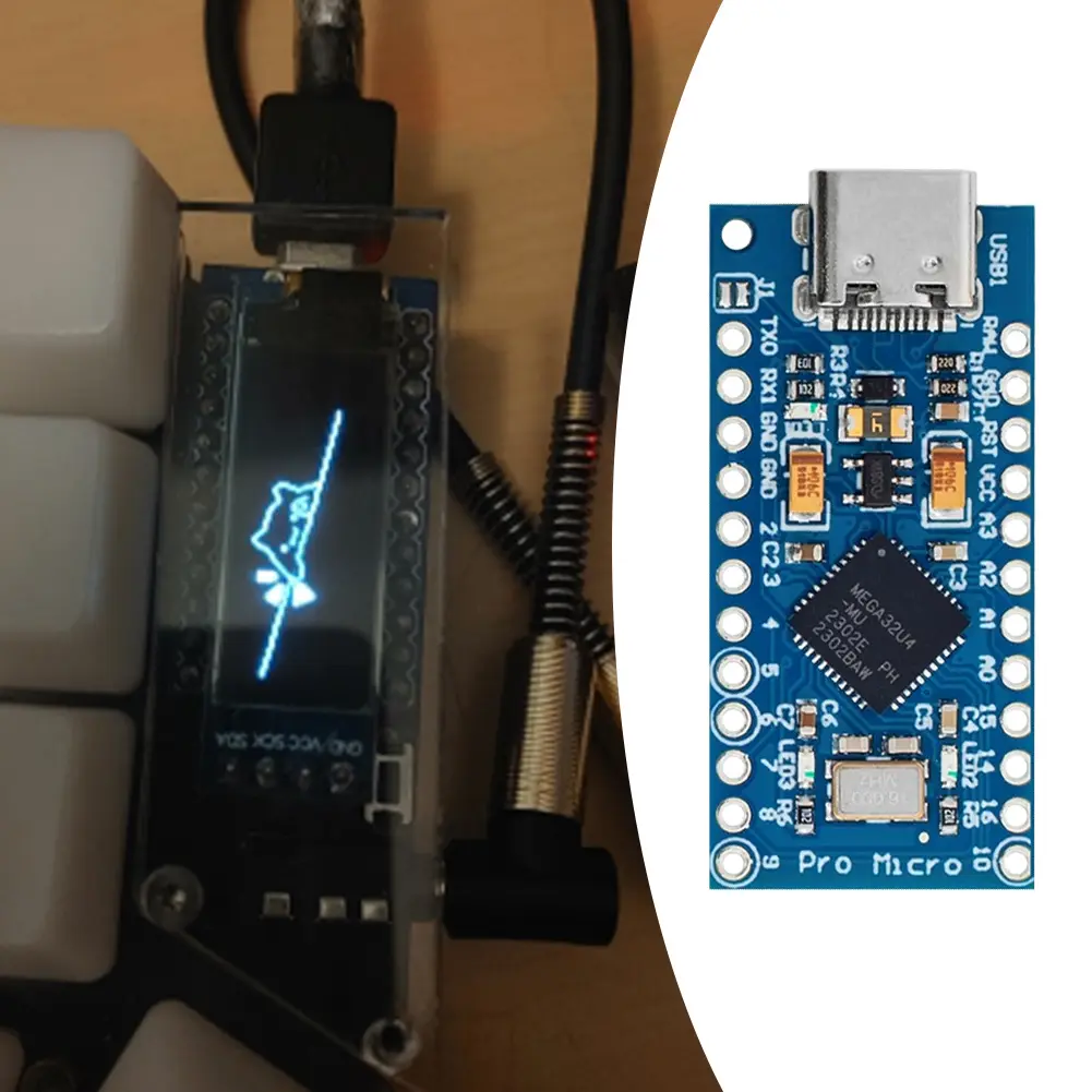 1-5PCS Pro Micro Module With 2 Row Pin Header ATmega32U4 5V/16MHz Microcontroller Board Micro-USB Type-c for Arduino IDE V1.0.1