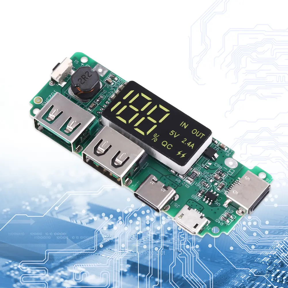 18650 Mobile Power Bank Charging Module with Overcharge LED Display Dual USB Lithium Battery Charger Circuit Protection Board 2A