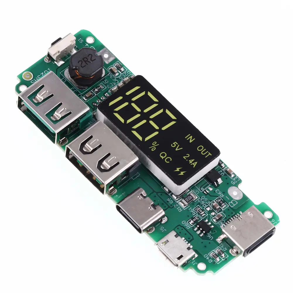 18650 Mobile Power Bank Charging Module with Overcharge LED Display Dual USB Lithium Battery Charger Circuit Protection Board 2A