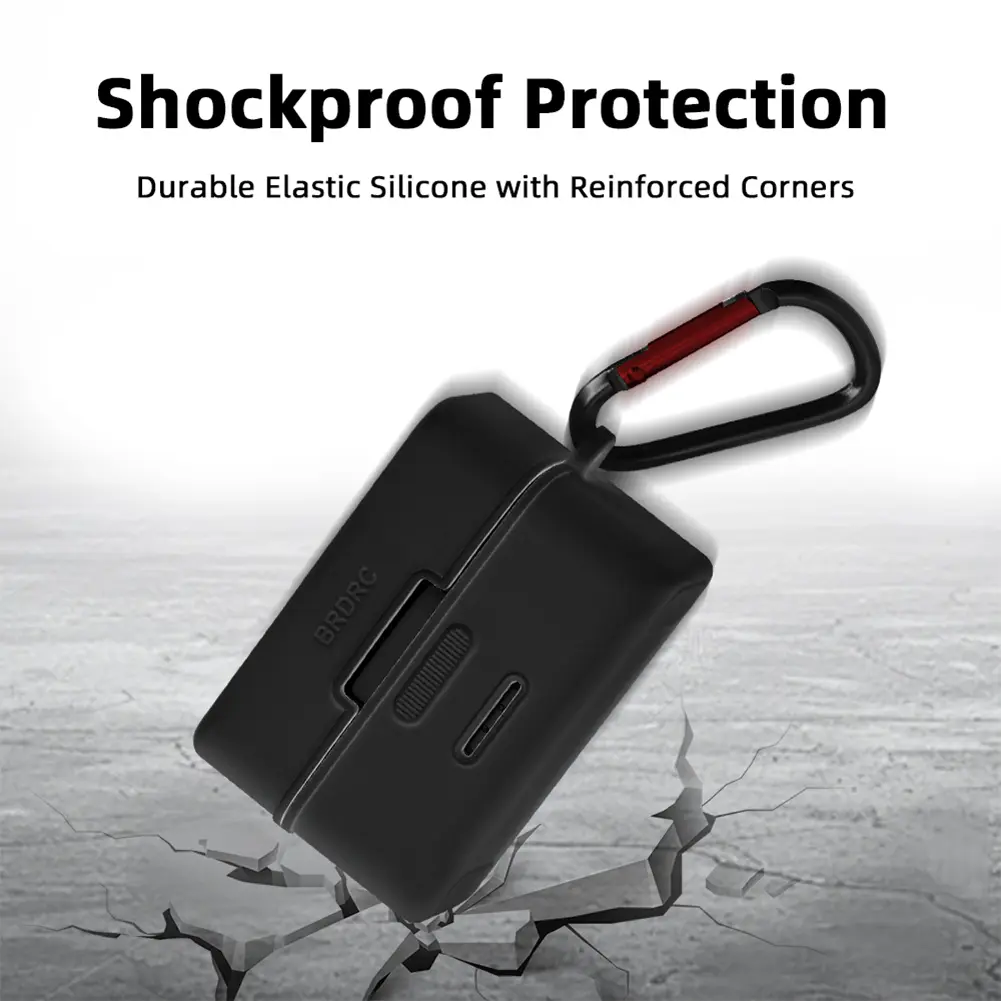 For DJI Mic Mini Charging Box Silicone Protector Covers Drop-proof Skin Cover Cases with Carabiner Wireless Microphone Accessory