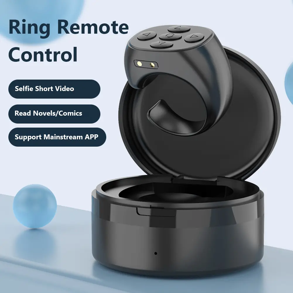 Smart Browsing Device Bluetooth-compatible 5.3 Ring Remote Control with Charging Compartment Fingertip Flipping for Mobile Phone