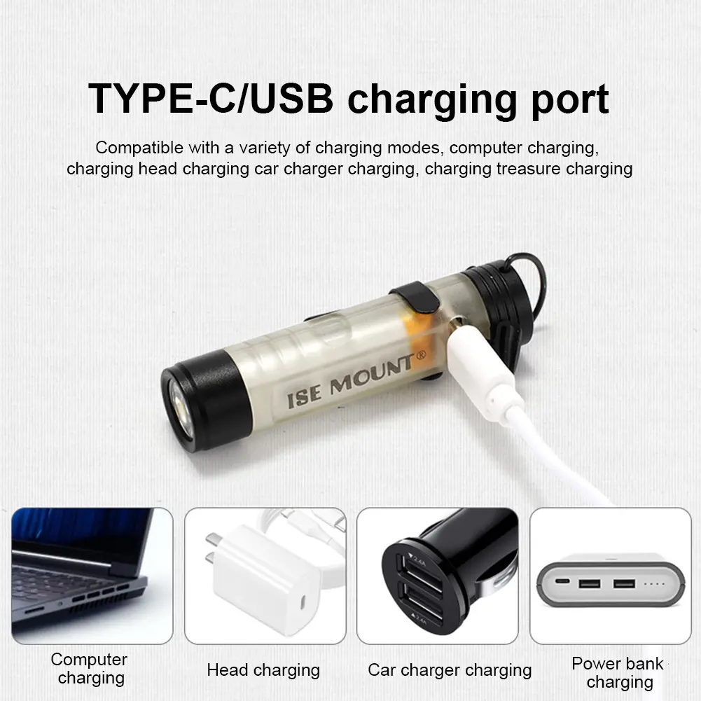 LED Outdoor Mini Flashlight with Magnetic Hook Small Handheld Flashlight Portable Camping Flashlight for Fishing Hiking