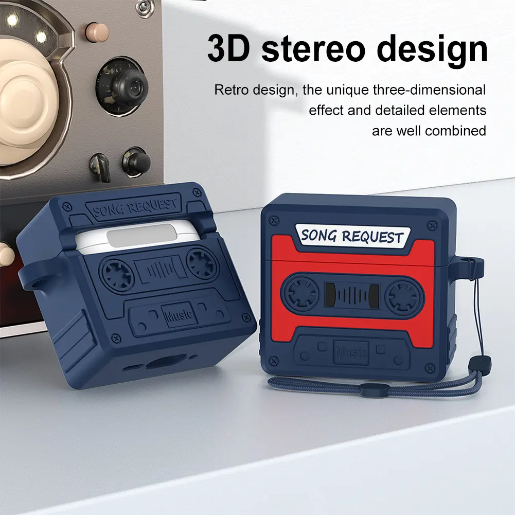 Cassette Tape Silicone Case for AirPods 4 Gen (2024) 3D Cute Soft Silicone Cover Protective Skin for AirPods 4th Generation Case