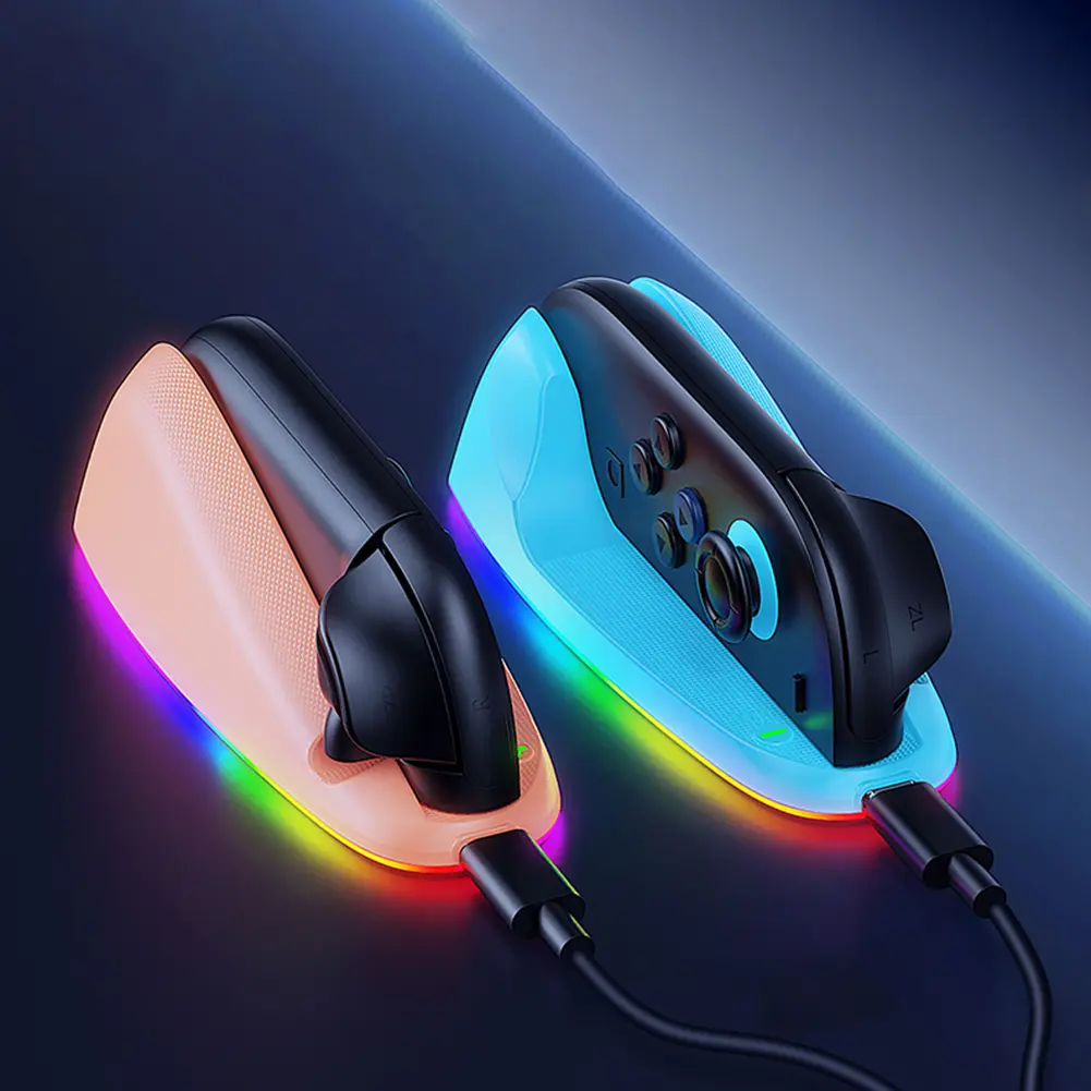 Game Controller Mouse with RGB Lights Gaming Mouse Grips Game Controller Charging Dock for Joy-Con 2