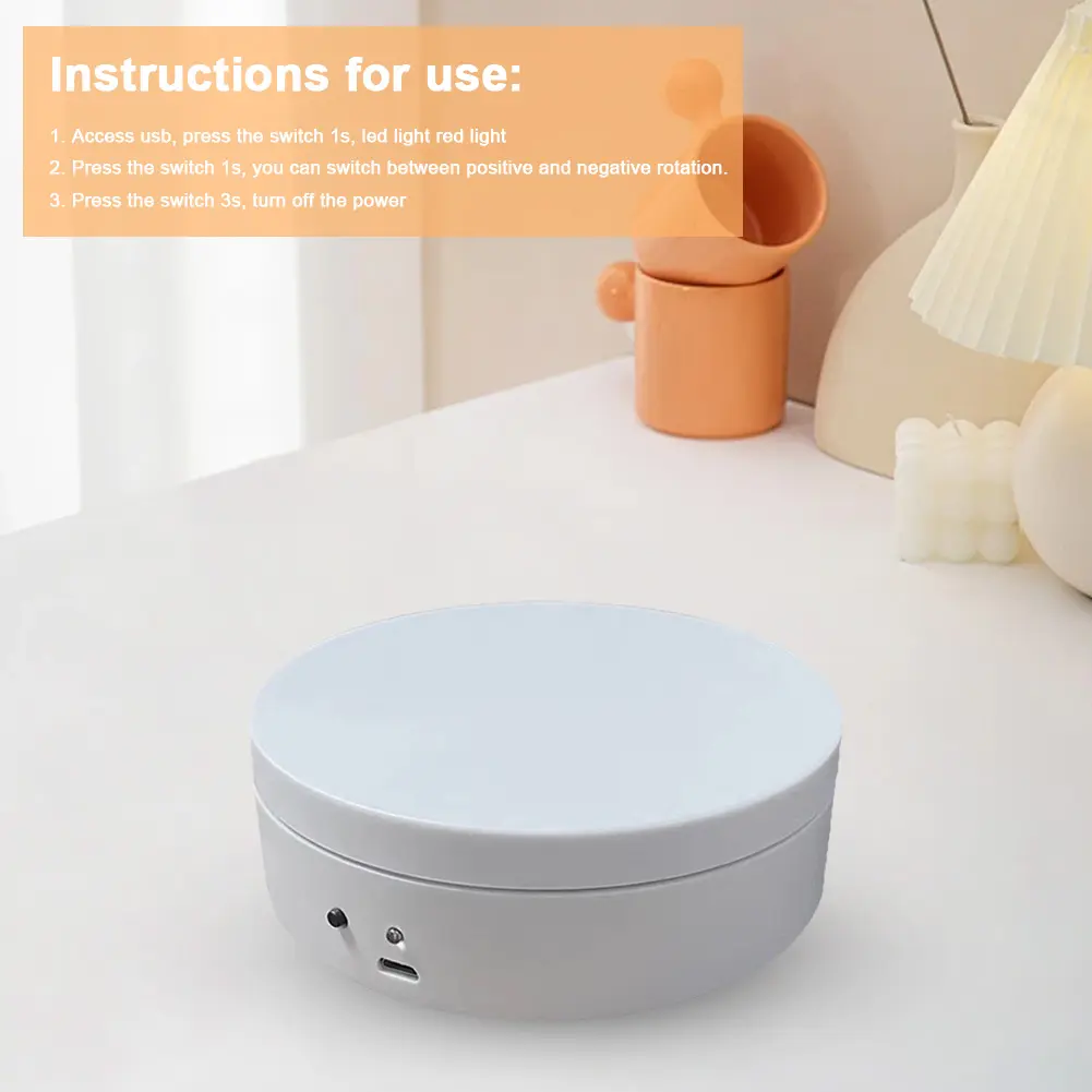 360 Degree Rotating Motorized Display Stand USB Charging/Battery Operated Automatic Revolving Platform for Model Cake 3D Images