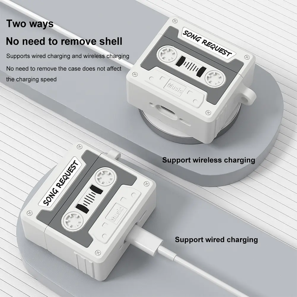 Cassette Tape Silicone Case for AirPods 4 Gen (2024) 3D Cute Soft Silicone Cover Protective Skin for AirPods 4th Generation Case