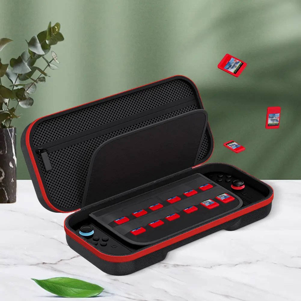 Hard Protective Carry Case with 24 Game Card Slots Shockproof Console Storage Bag Large Capacity for Outdoor NS2 Organizer Bag