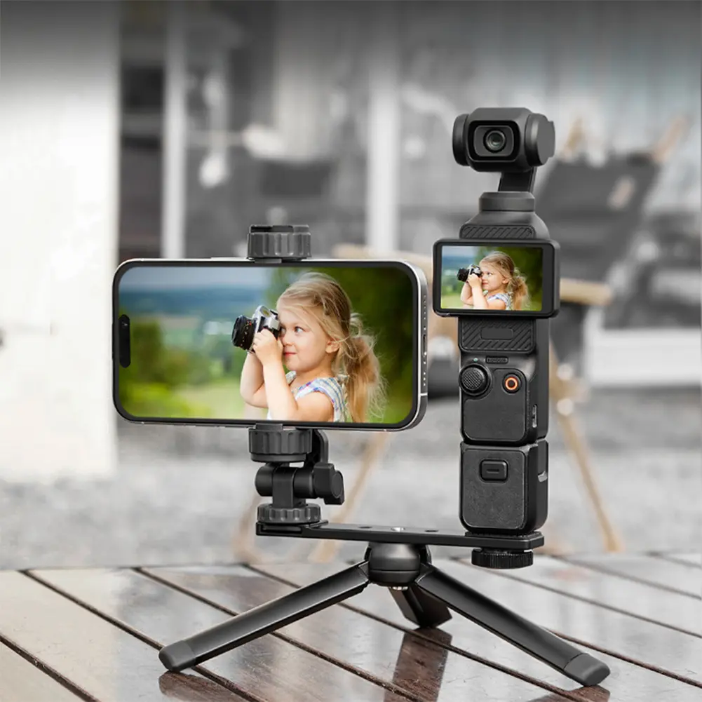 Phone Holder Fixed Bracket for DJI Osmo Pocket 3 Expansion Accessories Portable Swivel Phone Clip with 1/4inch Screw & Cold Shoe
