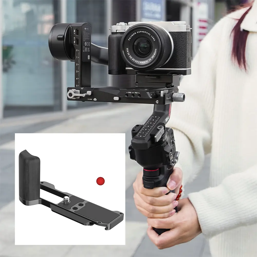 Camera Wood Hand Grip Handle Aluminum Base 1/4"-20Threaded Hole L Board L-Shape Mount Plate for Fujifilm X-M5 Camera Accessories