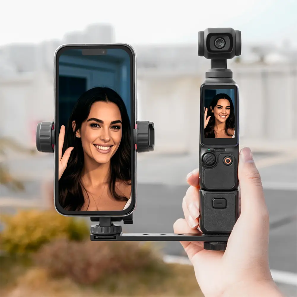 Phone Holder Fixed Bracket for DJI Osmo Pocket 3 Expansion Accessories Portable Swivel Phone Clip with 1/4inch Screw & Cold Shoe