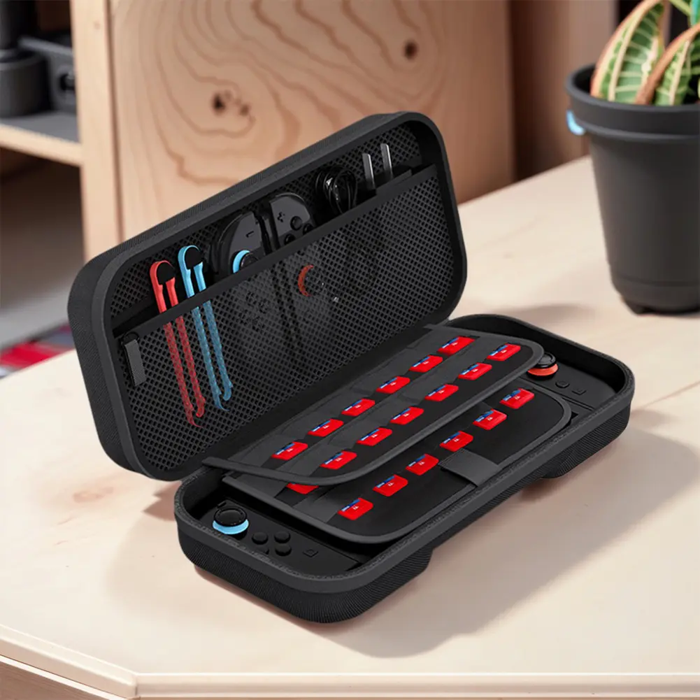 Hard Protective Carry Case with 24 Game Card Slots Shockproof Console Storage Bag Large Capacity for Outdoor NS2 Organizer Bag