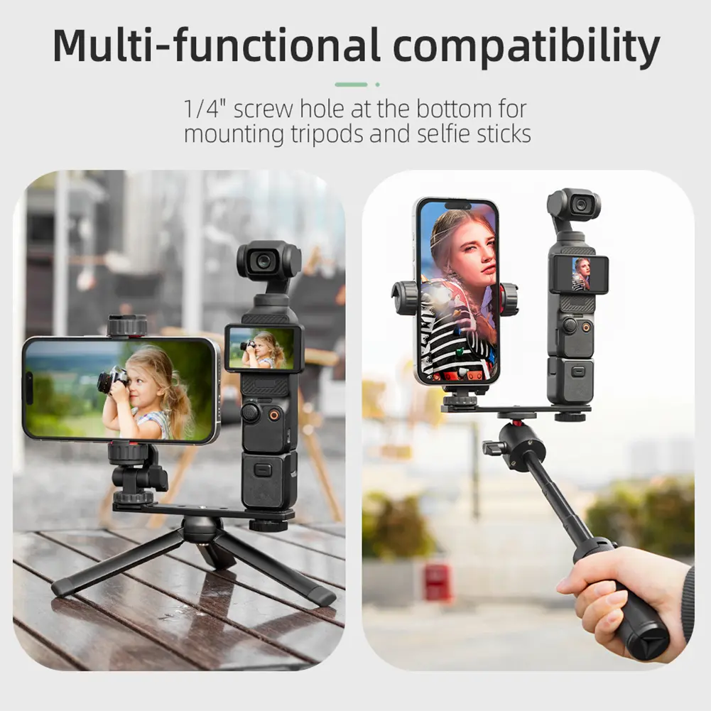 Phone Holder Fixed Bracket for DJI Osmo Pocket 3 Expansion Accessories Portable Swivel Phone Clip with 1/4inch Screw & Cold Shoe