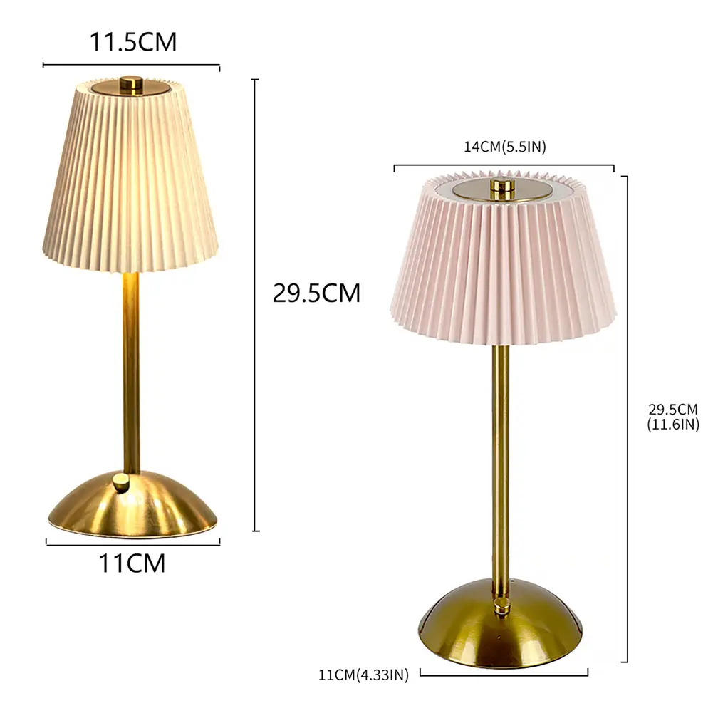 Cordless Table Lamp Wireless Bedside Lamp USB Rechargeable Portable Metal Desk Lamp Touch Control for Restaurant Bar Coffee Shop