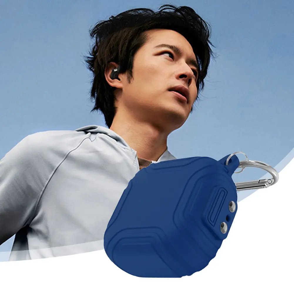 Silicone Headphone Box Case With Lanyard Hook Earphone Headphones Cover Waterproof Fall-protection for SHOKZ OpenFit T910