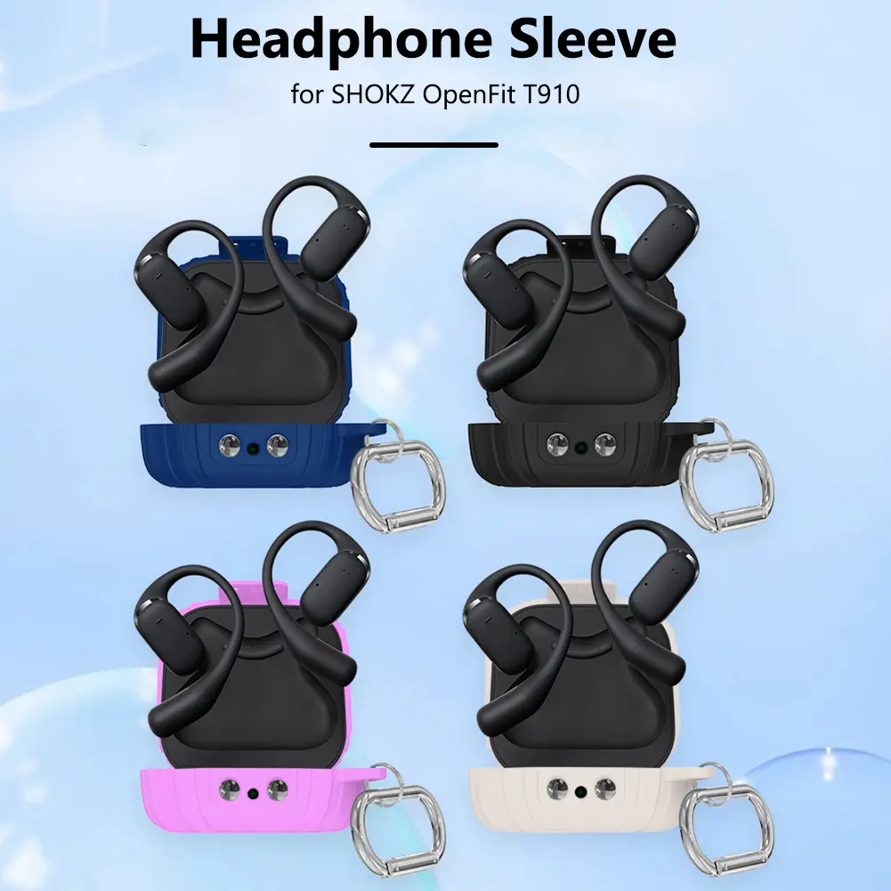 Silicone Headphone Box Case With Lanyard Hook Earphone Headphones Cover Waterproof Fall-protection for SHOKZ OpenFit T910